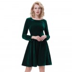 Belle Poque Velvet Dress Winter Long Sleeve Plus Size O Neck Green Tunic Elegant Clothes Casual Vintage Party Dresses Women 2018