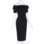 Belle Poque Women Business Work Retro Short Sleeve Off Shoulder Sexy Black Bodycon Dress 2017 Plus Size Vintage Pencil Dresses