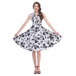 Belle Poque Women Dress 2017 Floral Cotton Sleeveless Casual Summer Dresses Robe Femme Vintage 50s 60s Swing Retro Party Dress