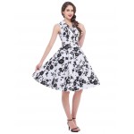 Belle Poque Women Dress 2017 Floral Cotton Sleeveless Casual Summer Dresses Robe Femme Vintage 50s 60s Swing Retro Party Dress