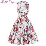 Belle Poque Women Dress 2017 Floral Cotton Sleeveless Casual Summer Dresses Robe Femme Vintage 50s 60s Swing Retro Party Dress