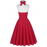 Belle Poque Women Summer Sexy Red Retro Vintage Halter V-Neck Party Picnic Dress Casual Plus Size Clothing marilyn monroe Dress