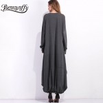 Benuynffy Cotton Long Maxi Dress Women 2017 Spring New Arrival Oversized Style Dresses Vintage Casual Plus Size Wrap Dress Q530