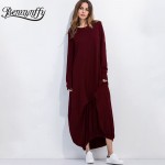 Benuynffy Cotton Long Maxi Dress Women 2017 Spring New Arrival Oversized Style Dresses Vintage Casual Plus Size Wrap Dress Q530