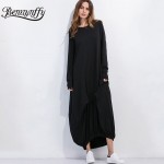 Benuynffy Cotton Long Maxi Dress Women 2017 Spring New Arrival Oversized Style Dresses Vintage Casual Plus Size Wrap Dress Q530