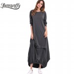 Benuynffy Cotton Long Maxi Dress Women 2017 Spring New Arrival Oversized Style Dresses Vintage Casual Plus Size Wrap Dress Q530