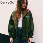 BerryGo 3d applique oversized casual outerwear coats  Zipper basic jacket coat women jacket 2016 autumn winter unlined veste