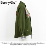 BerryGo 3d applique oversized casual outerwear coats  Zipper basic jacket coat women jacket 2016 autumn winter unlined veste