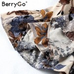 BerryGo Hollow out beach party dresses Halter off shoulder summer dress women Floral print high waist sexy dress vestidos