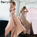 BerryGo Irregular sequin backless long sexy dress Women sleeveless v neck summer dress Elegant evening party dress vestidos