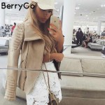 BerryGo Short slim basic jackets female jacket coat women Faux leather suede outerwear & coatsWinter 2016 autumn streetwear