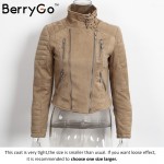 BerryGo Short slim basic jackets female jacket coat women Faux leather suede outerwear & coatsWinter 2016 autumn streetwear