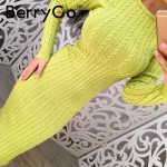BerryGo Winter split knitted bodycon dress women Sexy long sleeve midi dress 2016 Elegant warm slim sweater dress vestidoes 
