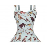 BerylBella Women Dress Bird Printed 2017 Summer Slim Sexy  Bandage Dresses Female Cotton Birds Printing Vintage Beach Vestidos