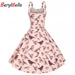 BerylBella Women Dresses 2018 Pluse Size Summer Slim Retro Hepburn Dresses Cotton Party Beach Vestidos For Women's Clothing 4xl