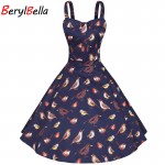 BerylBella Women Dresses 2018 Pluse Size Summer Slim Retro Hepburn Dresses Cotton Party Beach Vestidos For Women's Clothing 4xl