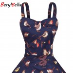 BerylBella Women Dresses 2018 Pluse Size Summer Slim Retro Hepburn Dresses Cotton Party Beach Vestidos For Women's Clothing 4xl