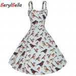 BerylBella Women Dresses 2018 Pluse Size Summer Slim Retro Hepburn Dresses Cotton Party Beach Vestidos For Women's Clothing 4xl