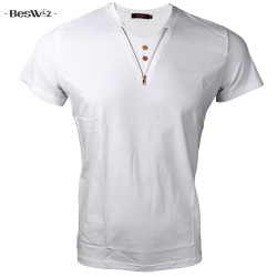 Beswlz Men's Short Sleeve V Neck T-Shirts Summer Cotton Slim Brand Clothes Fashion Casual Style T Shirts Men Tops Tees 6923