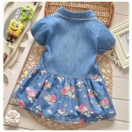 BibiCola 2016 summer Denim children clothes kids clothing girls dress suit coat baby girls bow flower cute outerwear