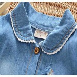 BibiCola 2016 summer Denim children clothes kids clothing girls dress suit coat baby girls bow flower cute outerwear