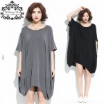 Big Size New Summer Women T-Shirt Solid Cotton Casual O-Neck Fashion Female Long Loose Tee Dresses Large Size 6XL Black Tshirt