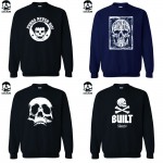 Big size Top Quality Cotton blend cool skull men crewneck sweatshirt casual cool fashion  mens hooides and sweatshirts 2017 C01