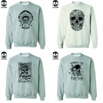 Big size Top Quality Cotton blend cool skull men crewneck sweatshirt casual cool fashion  mens hooides and sweatshirts 2017 C01