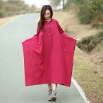 Black Long sleeve Linen Cotton Women long Dress Novelty design Plus size Autumn Winter Dress Mori girl Rope Gown Dresses 3004