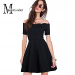 Black Off Shoulder Dress Summer Women 2017 Elegant Short Sleeve Midi Dress Long Sexy Party Dresses New Arrivals European Style