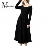 Black Off Shoulder Dress Summer Women 2017 Elegant Short Sleeve Midi Dress Long Sexy Party Dresses New Arrivals European Style