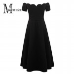 Black Off Shoulder Dress Summer Women 2017 Elegant Short Sleeve Midi Dress Long Sexy Party Dresses New Arrivals European Style