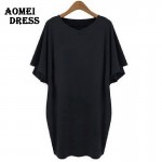 Black Tee Shirt Dress Plus size Women Clothing Casual Dress Big size 5XL 6XL 4XL Summer Cotton Robes Office loose Dresses