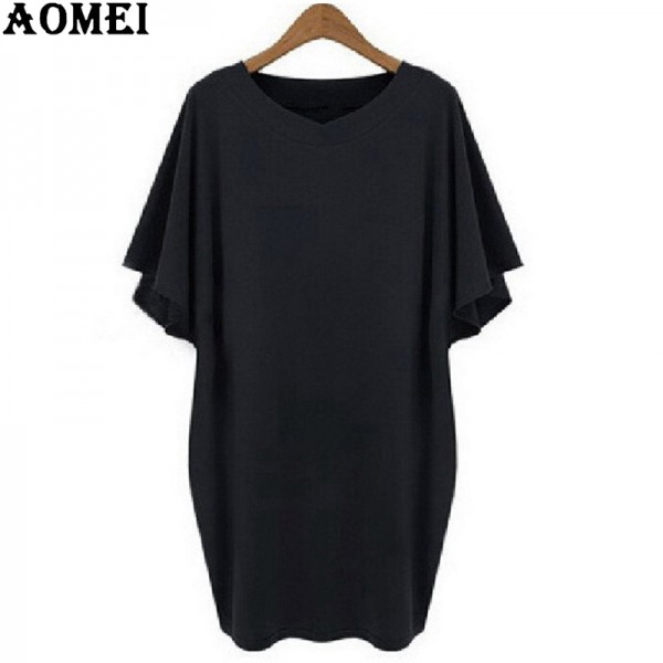 Black Tee Shirt Dress Plus size Women Clothing Casual Dress Big size 5XL 6XL 4XL Summer Cotton Robes Office loose Dresses