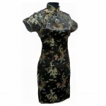 Black Traditional Chinese Classic Dress Mujere Vestido Women's Satin Cheongsam Mini Qipao Size M L XL XXL XXXL 4XL 5XL 6XL J4061