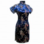 Black Traditional Chinese Classic Dress Mujere Vestido Women's Satin Cheongsam Mini Qipao Size M L XL XXL XXXL 4XL 5XL 6XL J4061