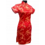 Black Traditional Chinese Dress Mujer Vestido Women's Satin Qipao Mini Cheongsam Flower Size S M L XL XXL XXXL 4XL 5XL 6XL J4039