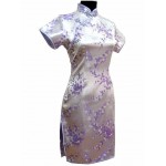 Black Traditional Chinese Dress Mujer Vestido Women's Satin Qipao Mini Cheongsam Flower Size S M L XL XXL XXXL 4XL 5XL 6XL J4039