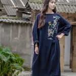 Blue Patchwork Linen Dress Cotton Plus size Women Long Dress Japan Brief Loose Casual Autumn Vestidos Vintage Linen Robe femme