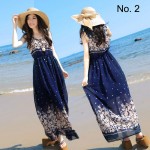 Bohemian Casual Women Summer Maxi Dresses Sleeveless Floral Print Chiffon A-Line Long Beach Dress Vestido De Praia