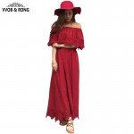 Bohemian Holiday Long Dresses Strapless Solid Cotton Dress Red White Sleeveless Maxi Dresses Off shoulder Party Dress 2016 Hot