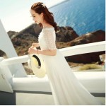 Bohemian Women dressading Chiffon Lace Slim Long Vacation Fairy Dresses White 3359