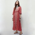 Boho Dress Women 2017 Spring Summer Embroidery Bohemian Long Dress Loose V-Neck Sexy Retro People Hippie Dresses Robe 14 Colors 