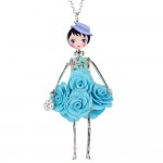 Bonsny Statement Flower Doll Necklace Dress Handmade French Doll Pendant 2016 News Alloy Girl Women Flower Fashion Jewelry