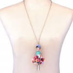 Bonsny Statement Flower Doll Necklace Dress Handmade French Doll Pendant 2016 News Alloy Girl Women Flower Fashion Jewelry