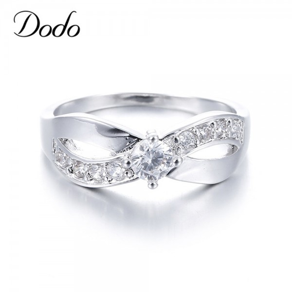 Bow-knot Rings White Gold Plated Jewelry For Women CZ Diamond Wedding Dress Engagement Bijoux Fashion Elegant Accessories R23