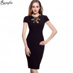 Brand 2016 New Arrivals Fashion Style Sexy Formal Bodycon Elasticity Dress Elegant Bow Pencil Dresses Office Women Work Clothes