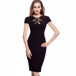 Brand 2016 New Arrivals Fashion Style Sexy Formal Bodycon Elasticity Dress Elegant Bow Pencil Dresses Office Women Work Clothes