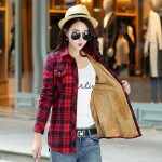 Brand Casual Jacket Women 2016 New Winter Warm Plaid Shirt Style Jacket Female Plus Size Thick Velvet Long Sleeve Warm Coat