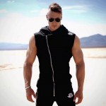 Brand Men's sleeveless Hoodies Crossfit fitness zipper fashion jackets Sweatshirts Bodybuilding Sportsman sportswear topcoat